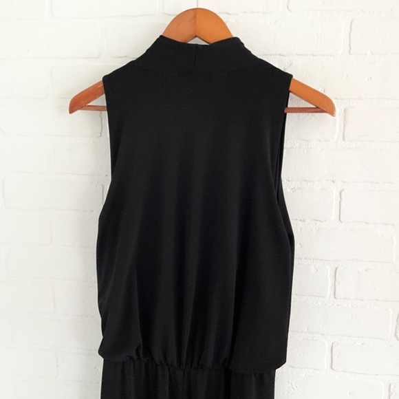 Karen Kane Maxi Jumpsuit Black Wide leg Draped surplice lined top Stretched Sz S - Picture 8 of 16